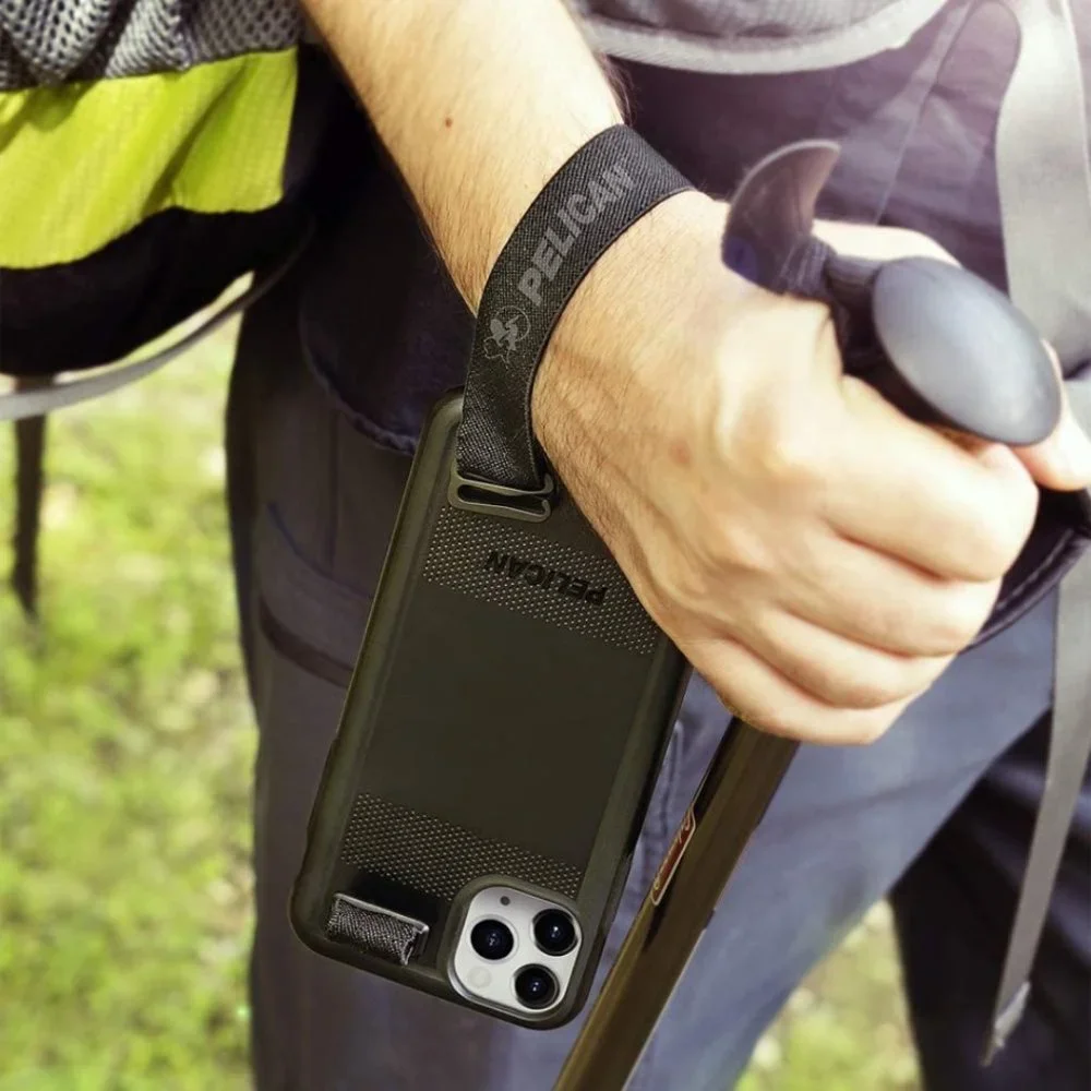 iPhone 12‎ Pro Case Black Pelican Protector with Integrated Wrist Sling Strap